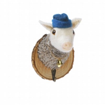 trophée crochet mouton à chapeau bleu
