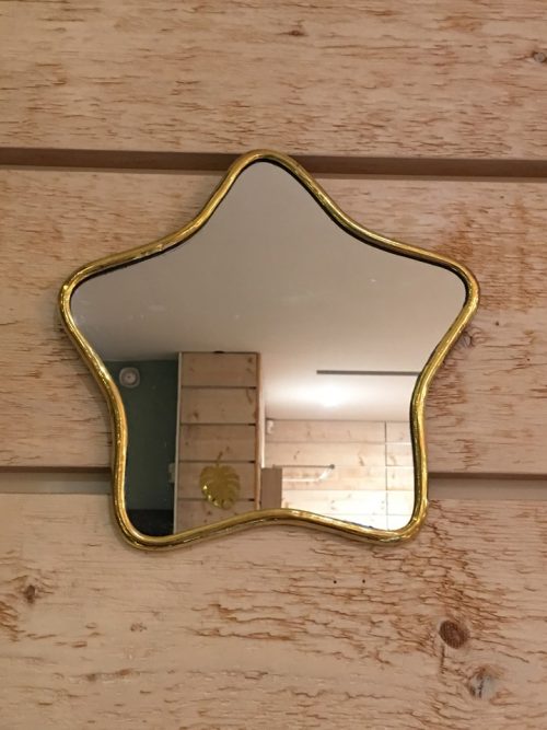 miroir étoile en laiton doré