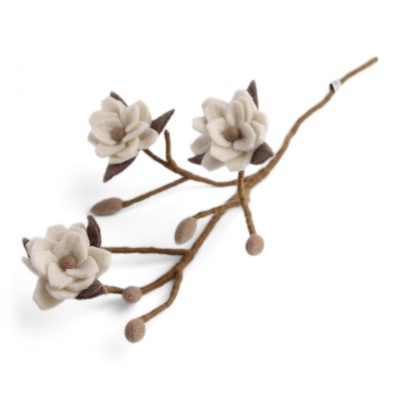 branche magnolia blanc laine feutrée