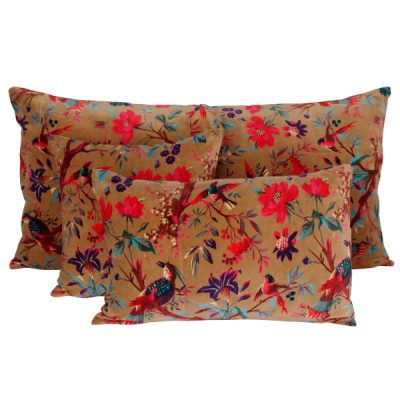 coussin velours couleur tabac